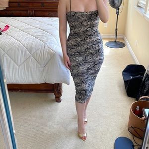 Missguided animal print stretch midi dress